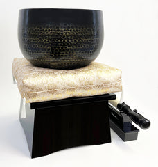 Premium No. 10 Bell (13" Diameter) with Gold Floral Cushion with Dark Ebony/Black Wooden Base