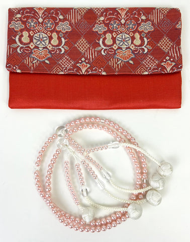 Light Pink Pearl Beads with Knitted Tassels - Large Beads (Large Beads Case)