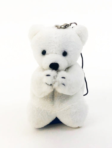Small White Praying Bear with Strap