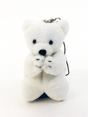 Small White Praying Bear with Strap