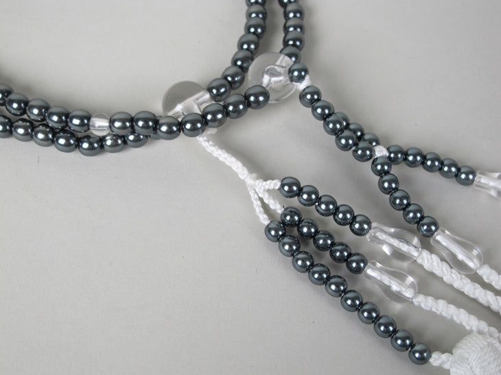 Black Pearl Beads with Knitted Tassels