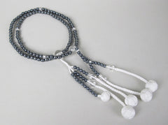 Black Pearl Beads with Knitted Tassels