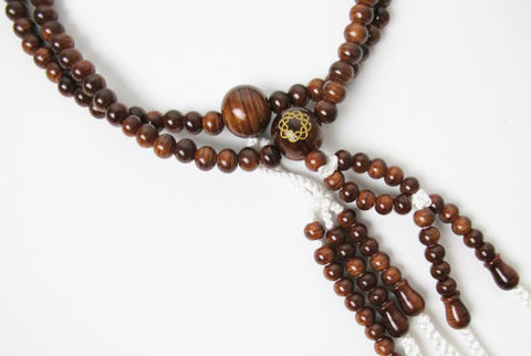 Tsuishu (Camphorwood) Beads with S.G.I. Logo and Knitted Tassels