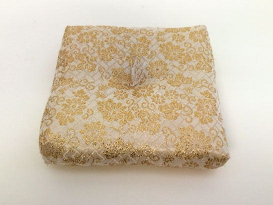 Golden Floral Print Square Bell Cushion with out tassels for No. 5 (6.75" Diameter) Bell