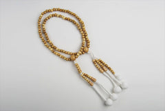 Natural Wood Beads with Cotton Tassels