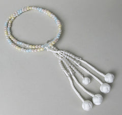 Pastel Pearl Beads with Knitted Tassels