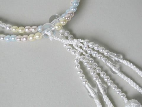 Pastel Pearl Beads with Knitted Tassels